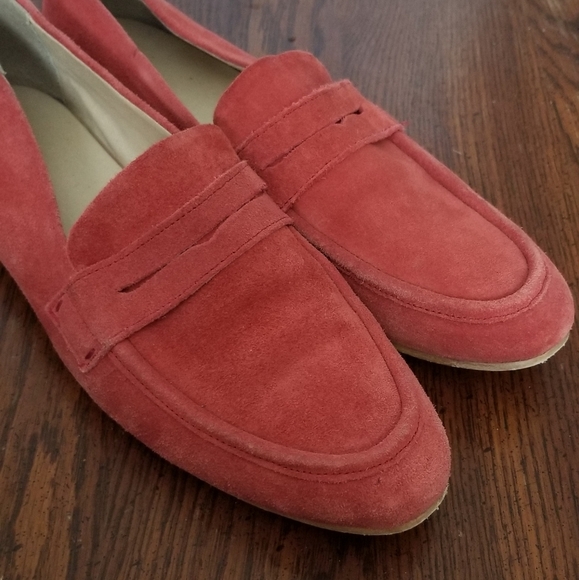 Urban Outfitters Shoes - Urban Outfitters  red orange suede penny loafers - size 10
